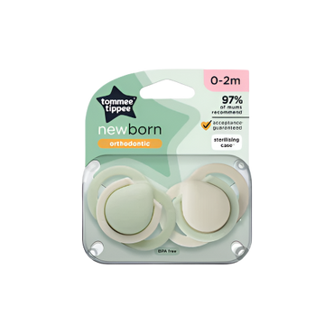 Tommee Tippee Newborn Soothers for 0-2 Months – Pack of 2 BPA-Free Silicone Pacifiers